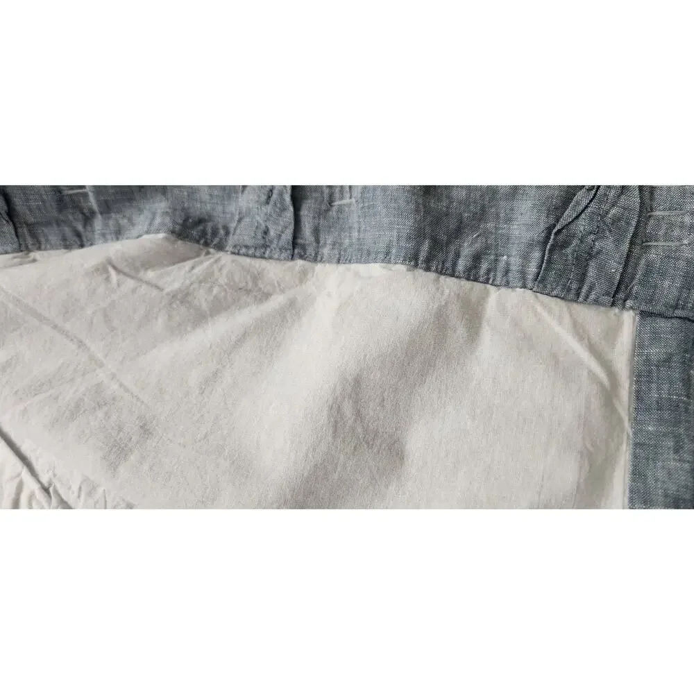 Pottery Barn Blue Chambray Linen 2 Curtain Panels 80 X 56